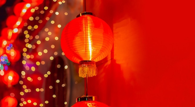 Chińskie lampiony noworoczne w chinatown