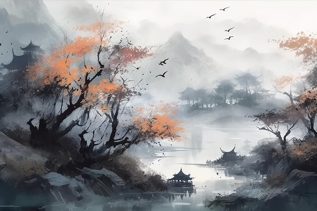 Chińskie malowanie tuszem