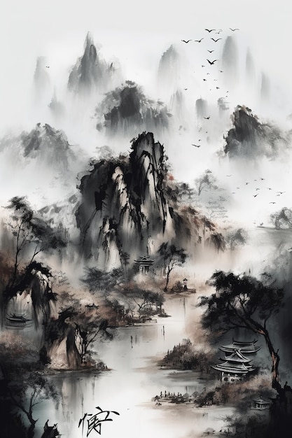 Chińskie malowanie tuszem