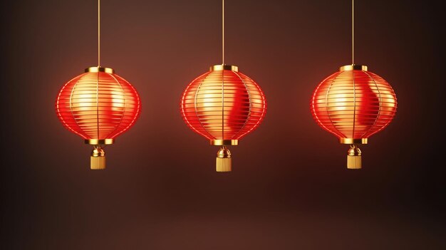 Chińskie noworoczne latarnie w złotym kolorze 3D przedstawiające prawdziwe szczegóły