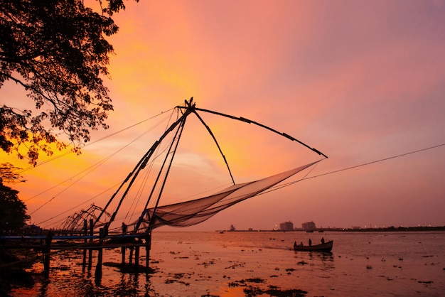 Chińskie Sieci Rybackie W Fort Kochi