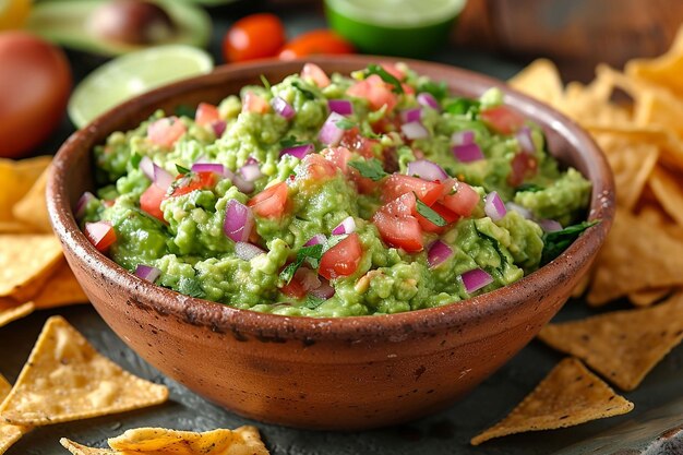 Chipsy nachos i dip z guacamole