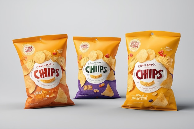 Chipsy ziemniaczane Projekt opakowania Projekt logo Smak sera