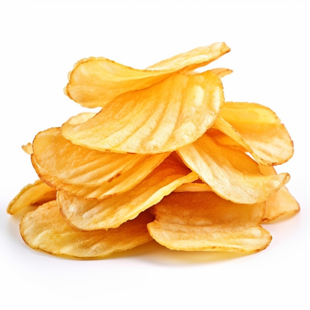 Chipsy ziemniaczane z bliska na białym tle