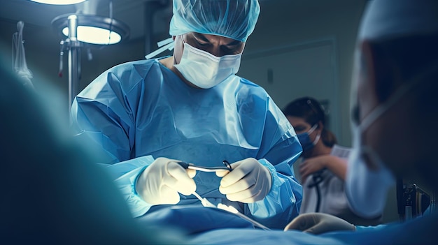 Chirurg przy pracy na sali operacyjnej nowoczesny sprzęt na sali operacyjnej produkty medyczne do neurochirurgii i rekonstrukcyjnych tworzyw sztucznych