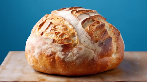 Chleb pieczony piękny apetyczny chleb odizolowany na niebieskim tle