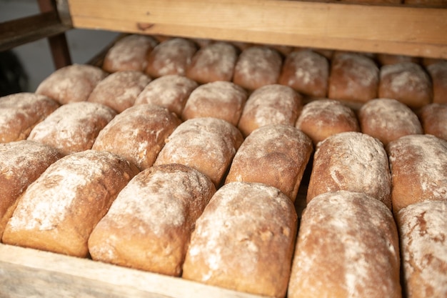 Chleb piekarnia produkcja fabryki żywności ze świeżych produktów