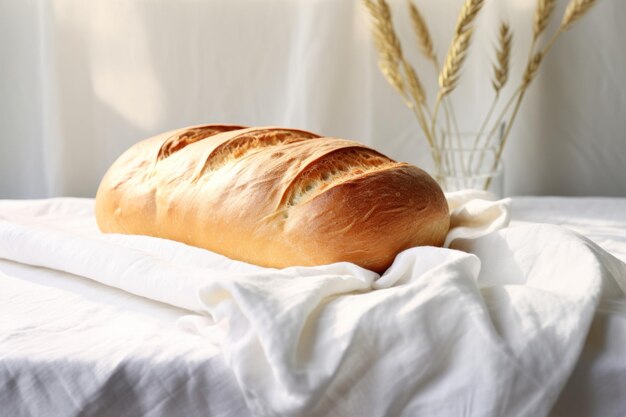 Chleb pięknie umieszczony na białym tkaninie AR 32