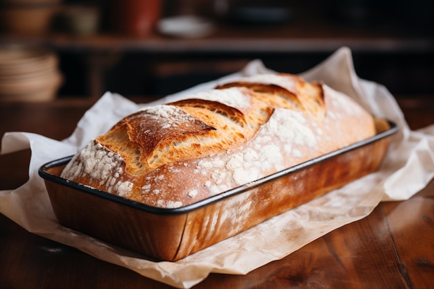 Chleb w arkuszu metalowym do pieczenia