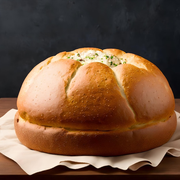 Chleb z grafiką generatywną zupy autorstwa AI