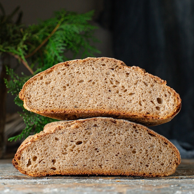 Chleb żytni Drożdże Lub Zakwas Domowe Wypieki Naturalne Organiczne Piekarnie Gotowanie