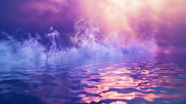 Zdjęcie chłodne i uspokajające odcienie niebieskiego i fioletowego dymu tworzą uspokajający kontrast z ciepłym