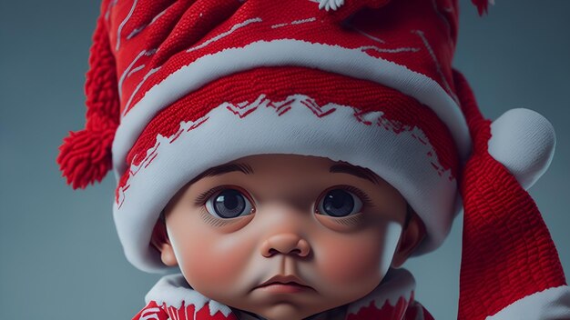 Chłopiec Chibi z kapeluszem Świętego Mikołaja