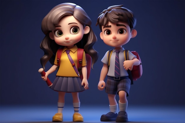 chłopiec i dziewczyna idący z plecakami