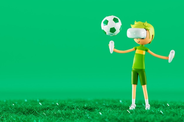 Chłopiec postać z kreskówki 3d w akcji sportowej