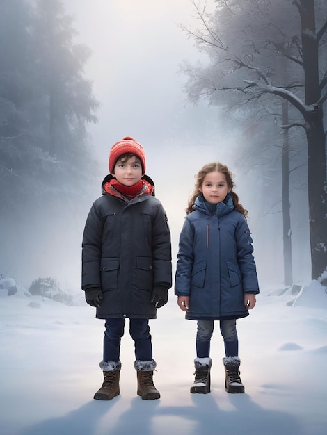 Chłopiec stoi w zimnej sukience Chłopak stoi w Zimowym sukience
