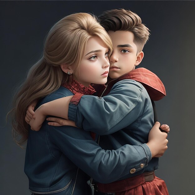 Chłopiec trzyma dziewczynę na siłę Urocza młoda para przytulająca się