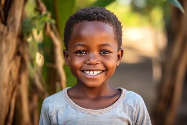 chłopiec z Afryki uśmiecha się do kamery