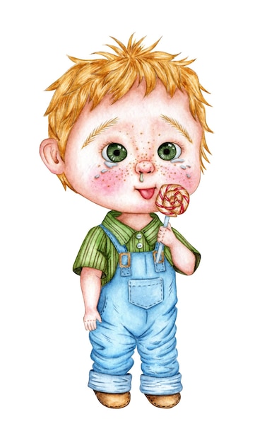 Zdjęcie chłopiec z karmelową akwarelą