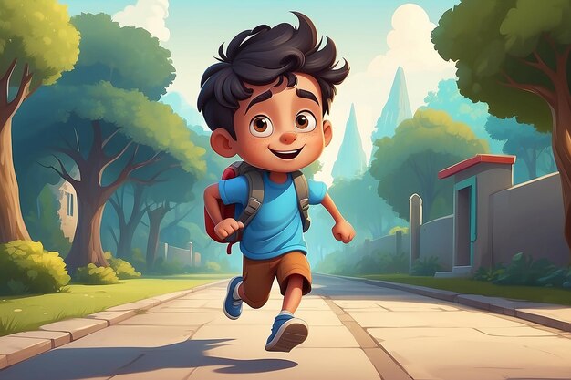 Zdjęcie chłopiec z kreskówki biegający