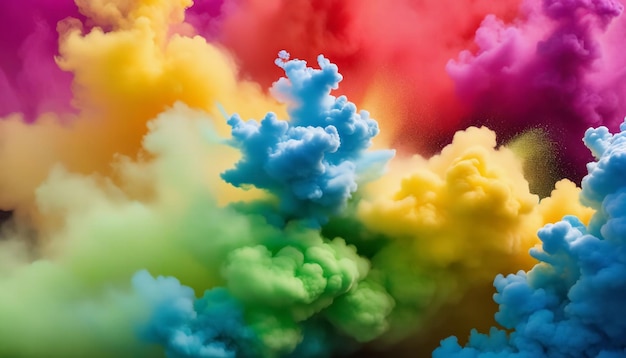 Zdjęcie chmura aerozolowa kolorowych proszków