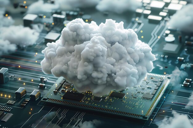 Chmura na tablicy głównej komputera Koncepcja technologii Ai generowana