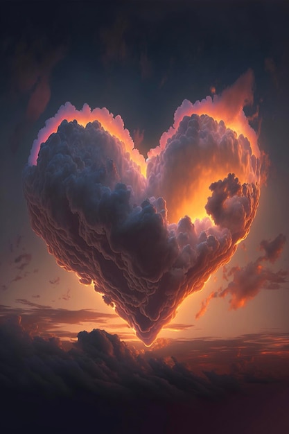 Chmura w kształcie serca w kształcie ai generatywnego serca
