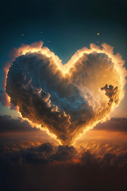 Chmura w kształcie serca w kształcie ai generatywnego serca