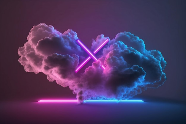 Chmura z neonowym napisem x