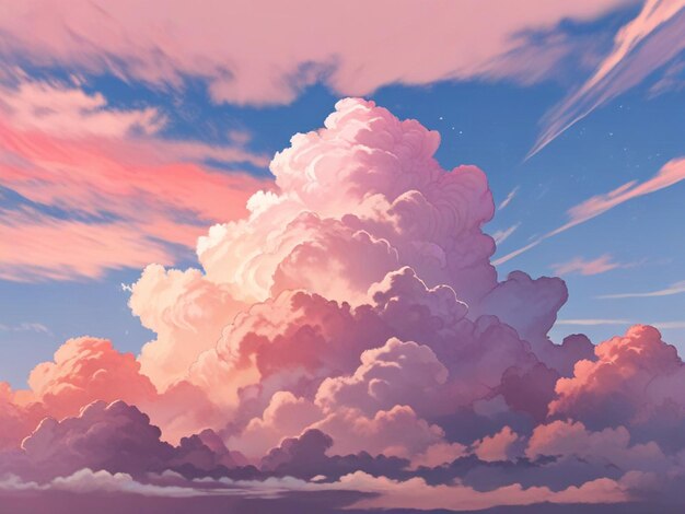 Chmurowe niebo w różowym kolorze