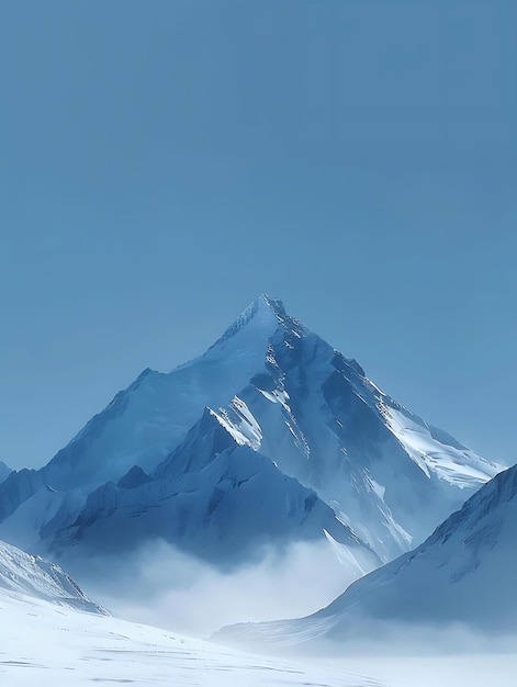 Chmury jako cienie sylwetki rzucone na szczyt góry śnieżny La Creative Photo Of Elegant Background