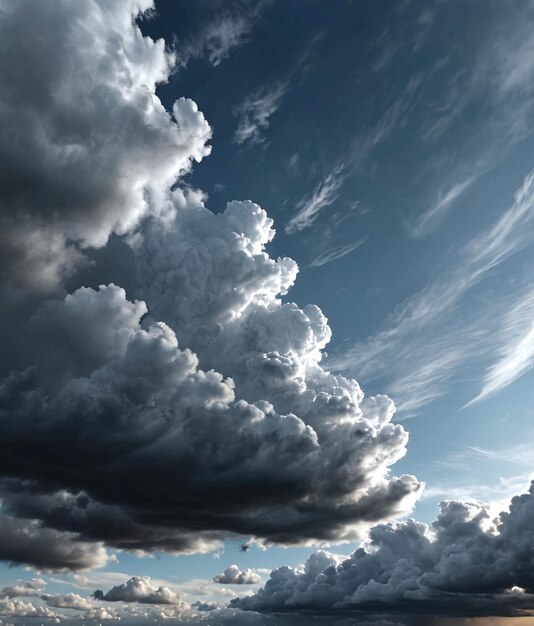 chmury niebieskie tekstura tła wzór duża chmura jest na niebie nad ciałem wody