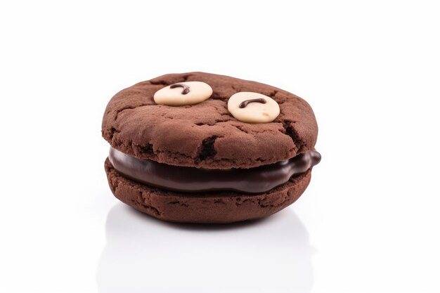 Chocolate Sandwich Cookie w stylu kreskówki na białym AI generowane