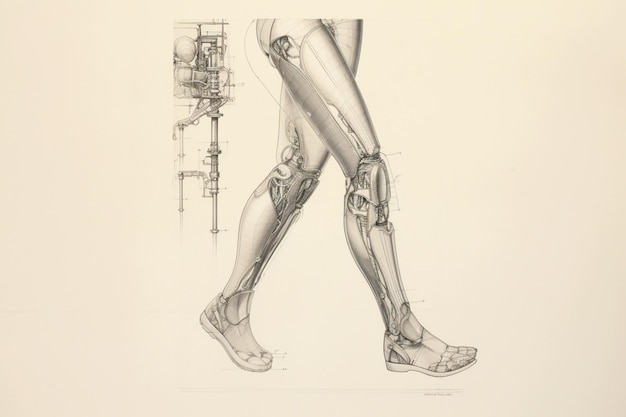 Zdjęcie chodząca stopa strikes ilustracja przedstawiająca, w jaki sposób chodząca stopa uderza w ziemię generacyjna sztuczna inteligencja