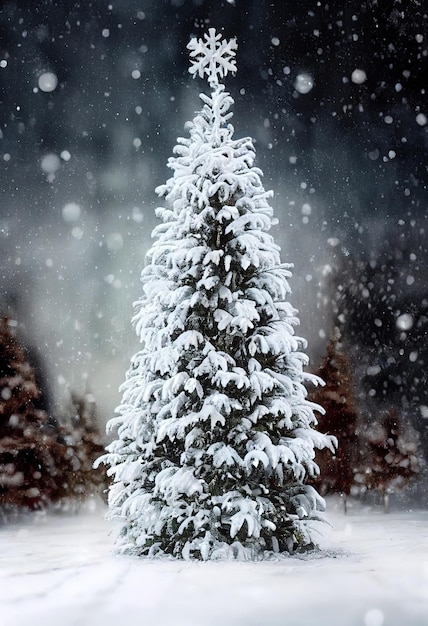Zdjęcie choinka ze śniegiem 3d ilustrowane