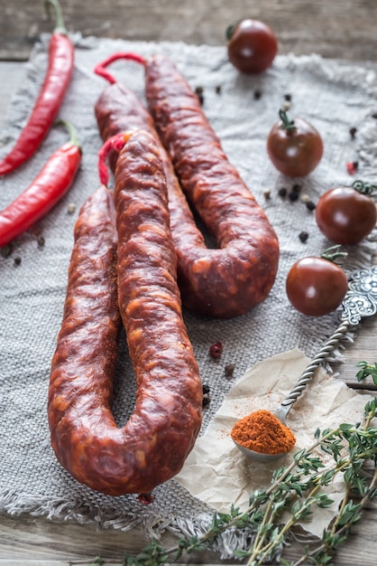 Chorizo z pomidorami koktajlowymi