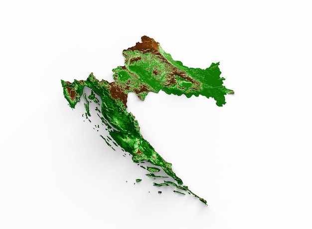 Chorwacja Mapa topograficzna 3d realistyczna mapa Kolorowa ilustracja 3d