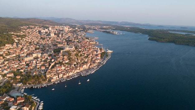 Chorwacja miasto Rovinj dron robi panoramę