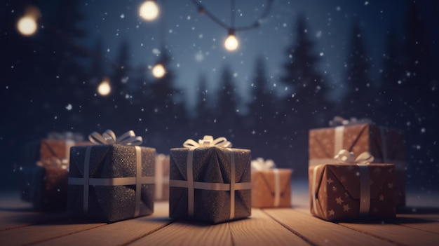 Christmas gift background Ilustracja AI Generative