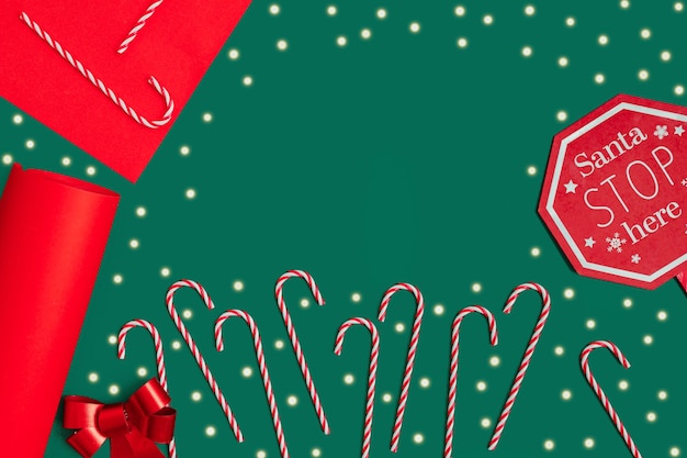 Christmas tła dla listu do Santa na zielono Zaproszenie Miejsce na życzenia Widok z góry
