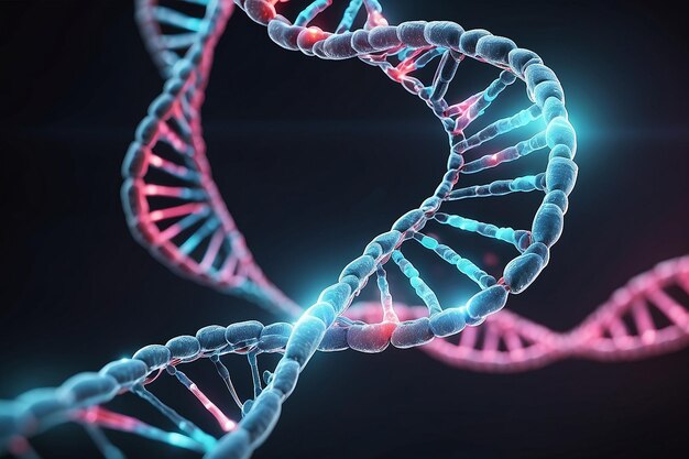 Chromosom DNA genetyczny człowieka na wirtualnym interfejsie koncepcja nauki medycznej ilustracja 3d