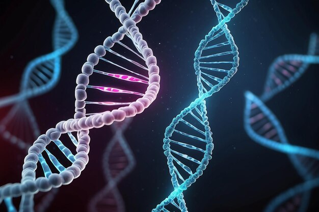 Chromosom DNA genetyczny człowieka na wirtualnym interfejsie koncepcja nauki medycznej ilustracja 3d