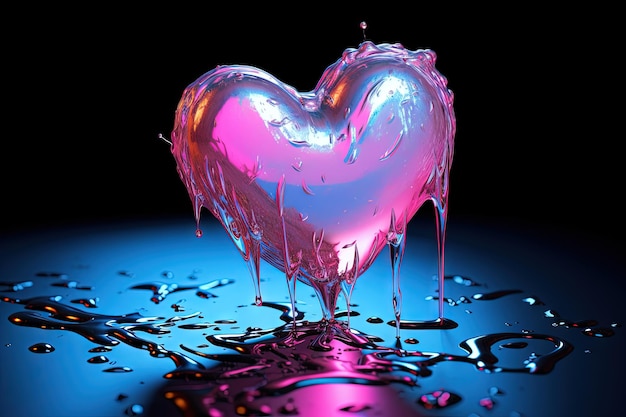 Chromowe serce w stylu y2k z holograficzną płynną modną kartką na Dzień Walentynek
