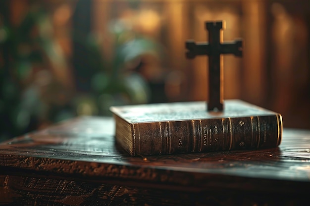 Chrześcijańskie symbole wiary i nadziei na biurku