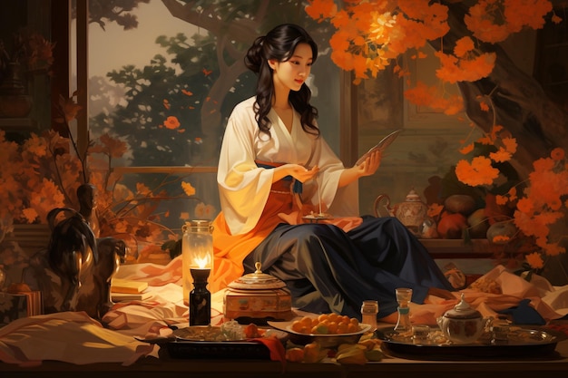 Chuseok koreańskie tradycyjne święto Koreańczycy zwykle podróżują do swojej ojczyzny, aby spotkać się z krewnymi jesienią dzień dziękczynienia prezenty świąteczne tradycyjne jedzenie