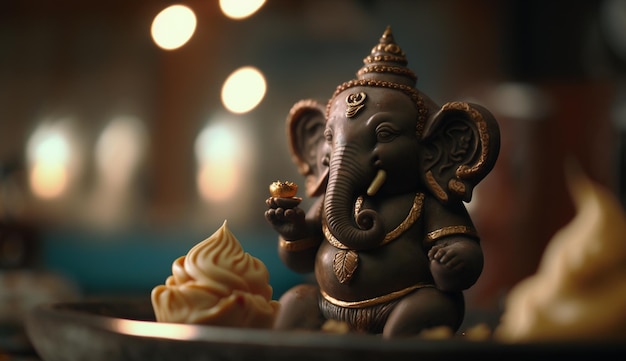 Chwalebna rzeźba słonia upamiętniająca Ganesh Chaturthi Festival
