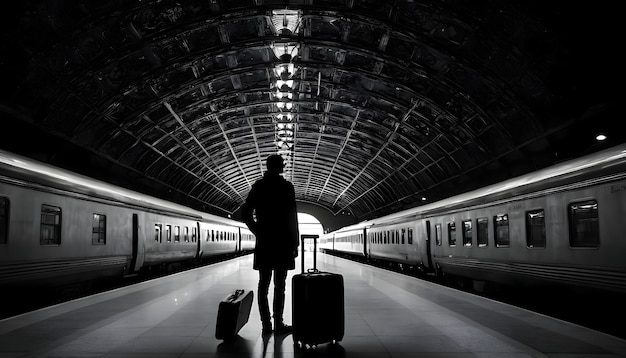 Chwila rozmyślania dla samotnego podróżnika na wspaniałym dworcu kolejowym