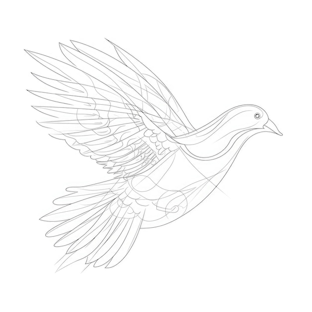 Ciągłe rysowanie linii latającego gołębia symbolu pokoju i wolności