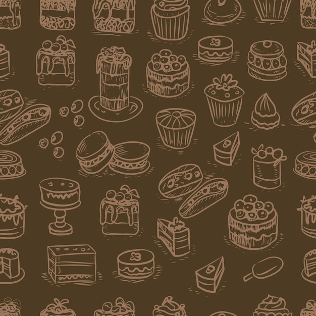 Ciasta ciasta babeczki grafika grawerowanie szkic ręcznie rysowane obrazek słodkie jedzenie menu gotowanie ciasta...