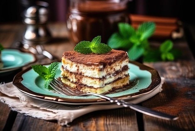 Ciasteczka tiramisu z miętą na stole